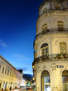 corner of the main park in Cuenca, Ecuador